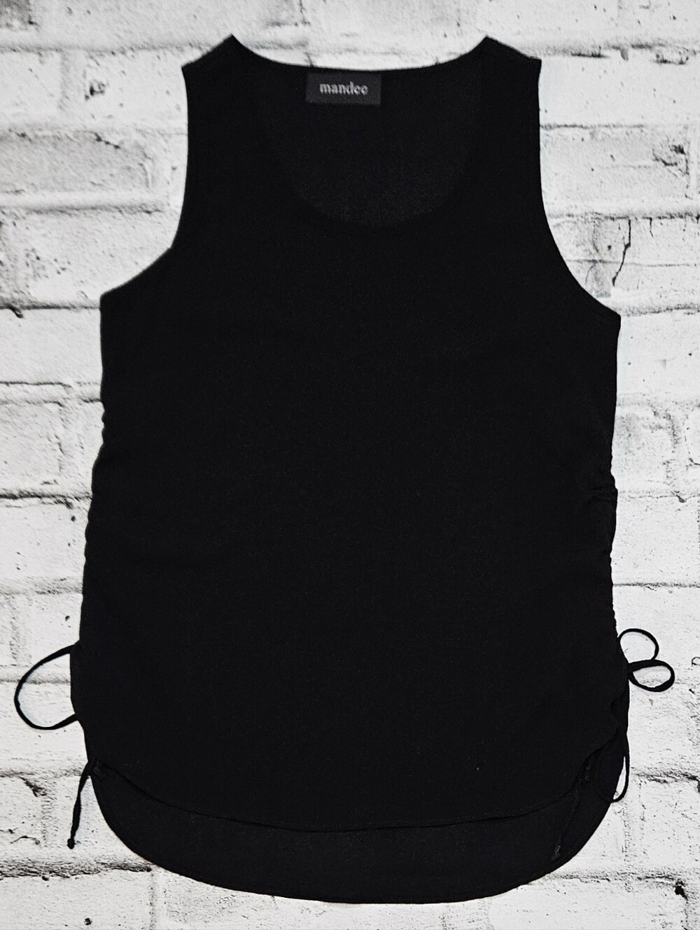 Mandee Black Sleeveless Ruched Side Tank Top Stretch Size Small